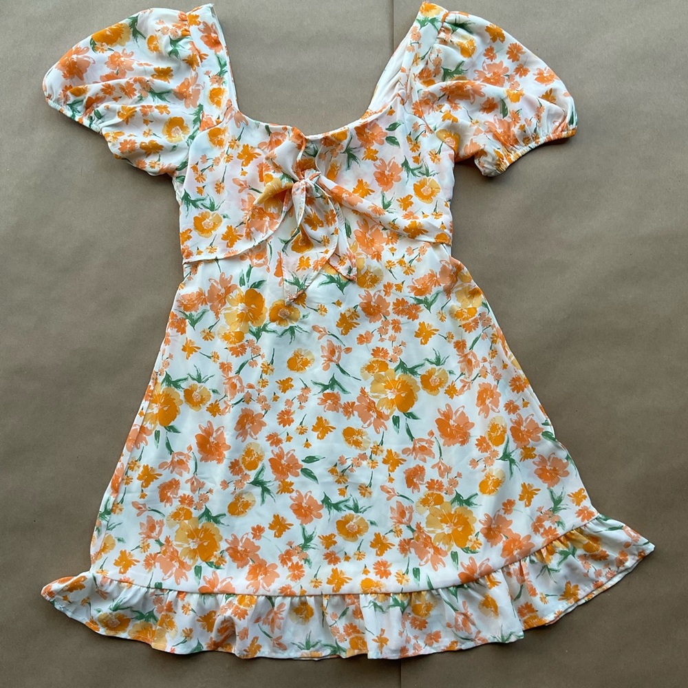 Sienna Sky Orange and White Floral Dress